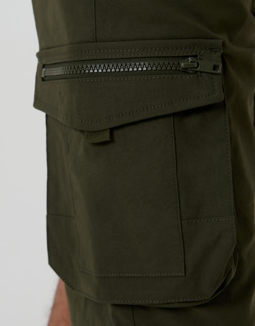 Threadbare – Szorty bojówki z troczkami w talii w kolorze khaki, 3 z 5