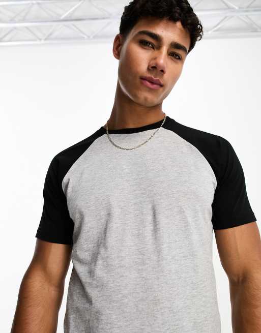Threadbare Tshirt à manches raglan Gris et noir ASOS