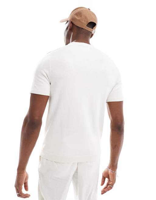 Threadbare – T-Shirt aus Strick in Ecru mit Rundhalsausschnitt, 2 von 4