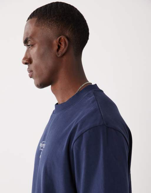 Threadbare - T-shirt blu navy con stampa sul retro, 4 di 5