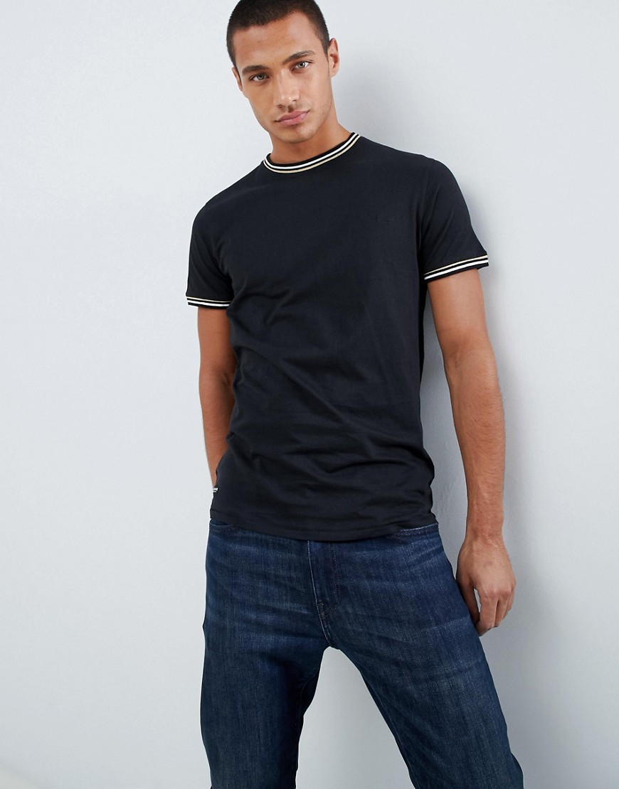 Threadbare - T-shirt con bordi a contrasto-Nero