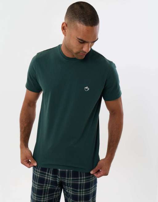 Threadbare T-shirt & cotton flannel trousers pyjama set in teal green, 2 of 5