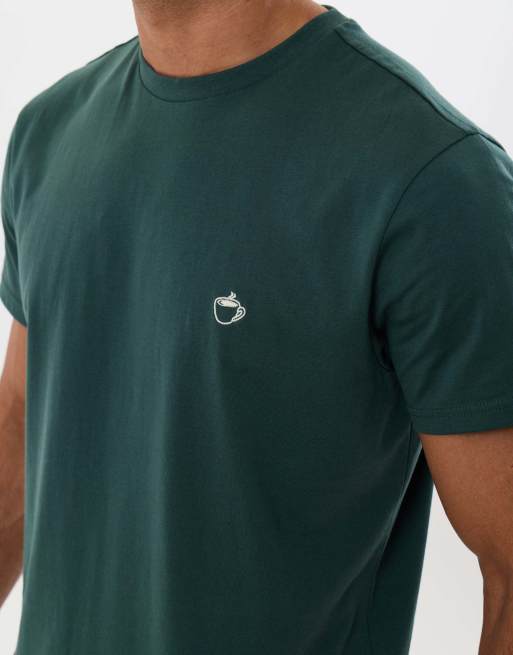 Threadbare T-shirt & cotton flannel trousers pyjama set in teal green, 5 of 5