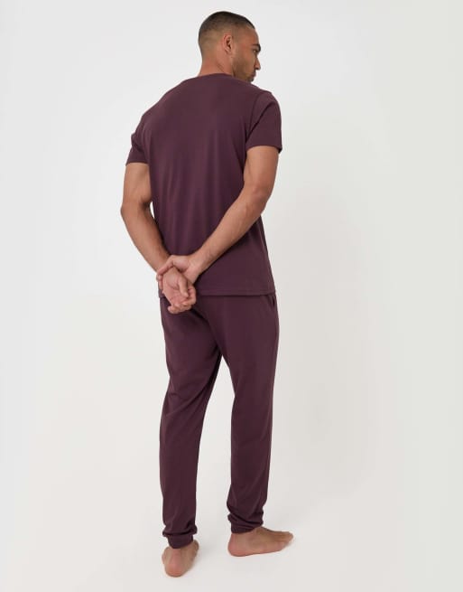 Threadbare T-shirt & cuffed joggers lounge set in burgundy, 2 of 4