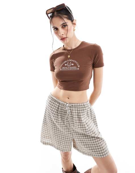 Threadbare - T-shirt effet rétréci à motif Cowgirl - Marron chocolat - view 1