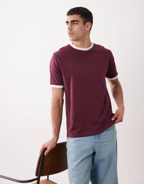 Threadbare - T-shirt girocollo color fico con bordi a contrasto - view 1