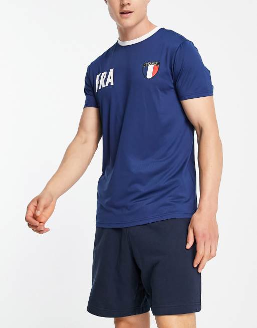 Threadbare – T-Shirt in Blau für Fans der französischen Fußballnationalmannschaft