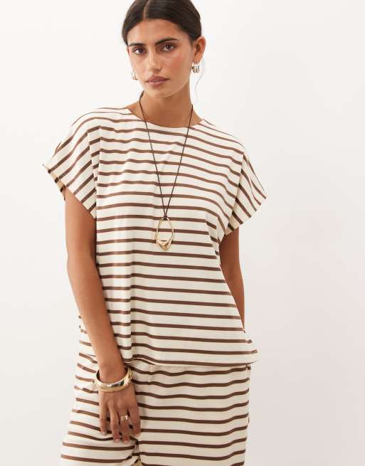 Threadbare t-shirt in ecru and brown stripe (part of a set), 4 of 4