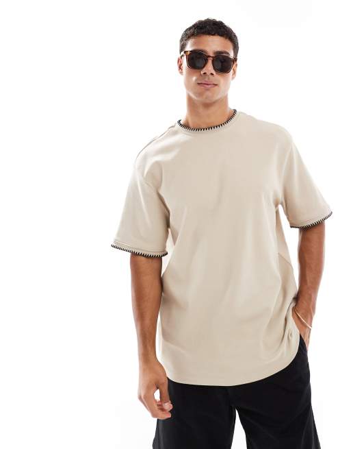 Threadbare - T-shirt in misto cotone 200 gsm oversize color pietra