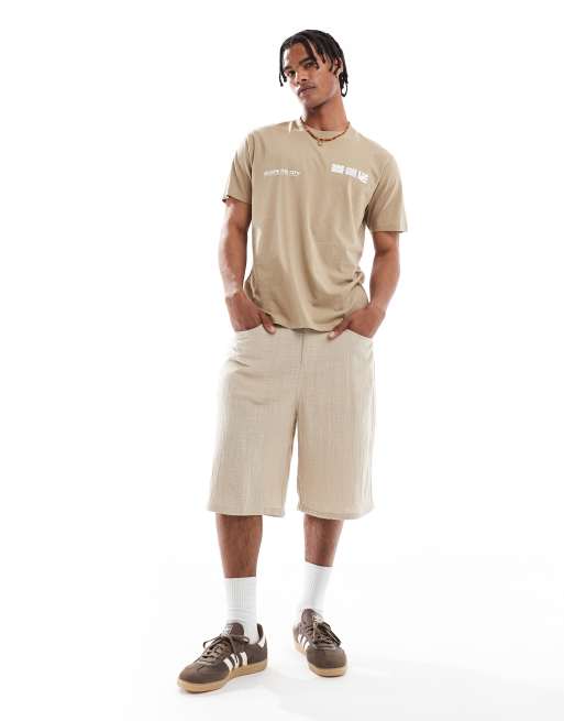 Threadbare – T-Shirt in Steinbeige mit Grafikprint am Rücken, 160 g/m², 4 von 4