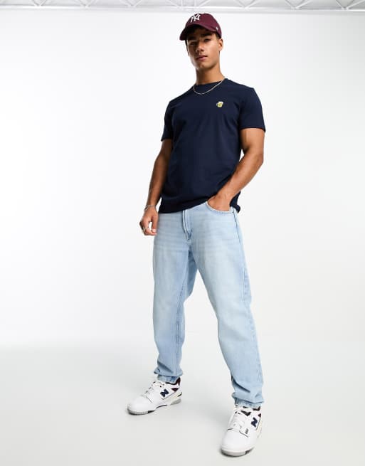 Threadbare - T-shirt met geborduurd biertje in marineblauw