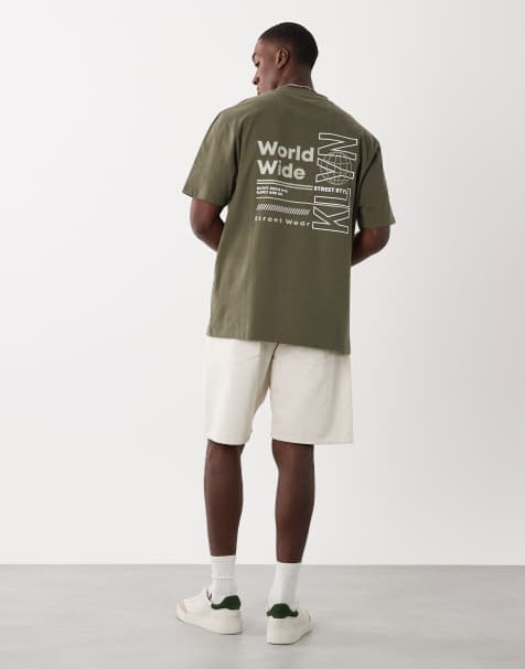 Threadbare - T-shirt met print op de achterkant in kaki - view 1