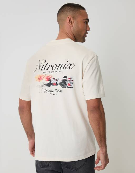 Threadbare - T-shirt met ronde hals en grafische autoprint op de achterkant in ecru, 5 van 5