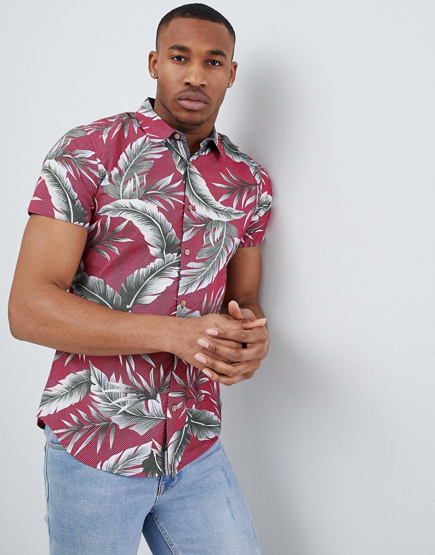 Threadbare - T-shirt met tropische print-Rood