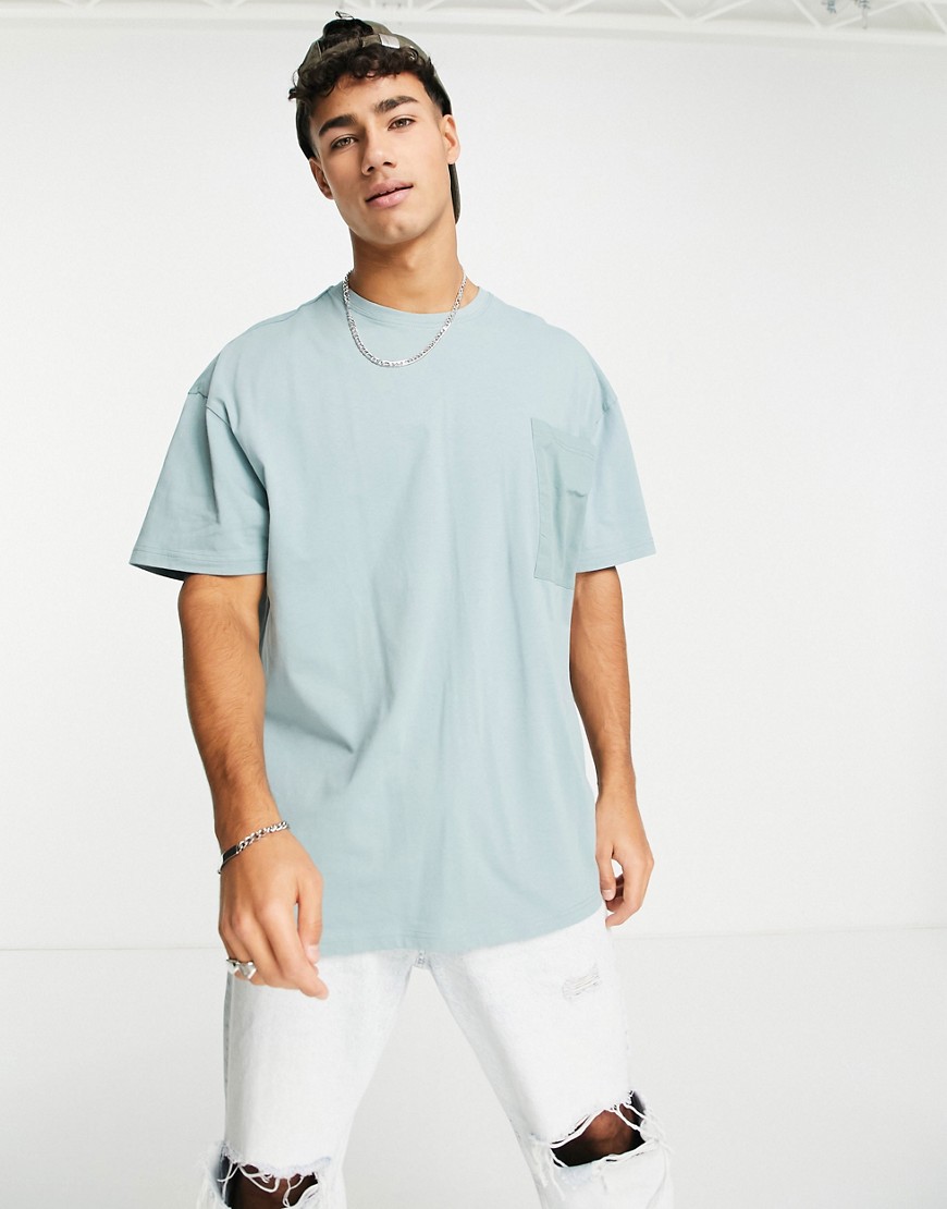 Threadbare - T-shirt oversize à poche oversize - Bleu enfumé