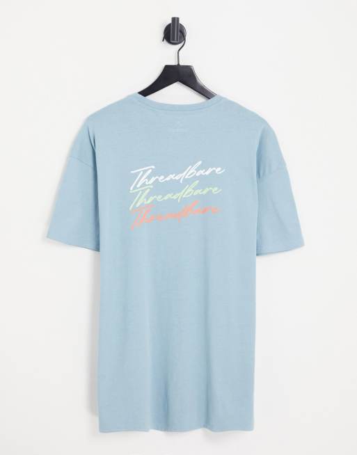 Threadbare T Shirt Oversize Avec Logo Imprimé Au Dos Bleu œuf De