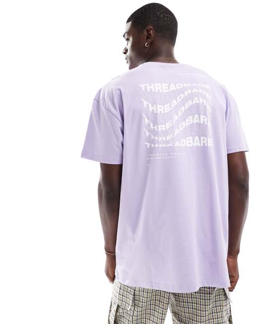 Threadbare - T-shirt oversize color lavanda con stampa del logo sul retro
