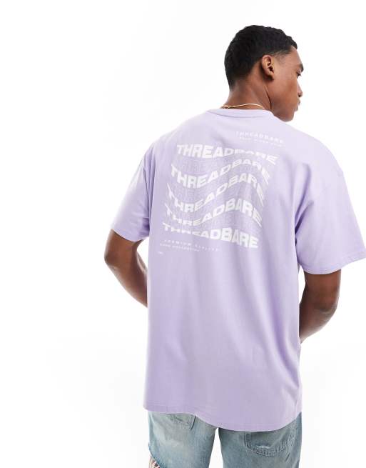Threadbare - T-shirt oversize color lavanda con stampa del logo sul retro