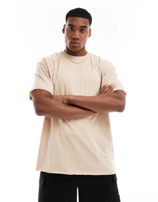 Threadbare - T-shirt oversize pesante color sabbia fumo