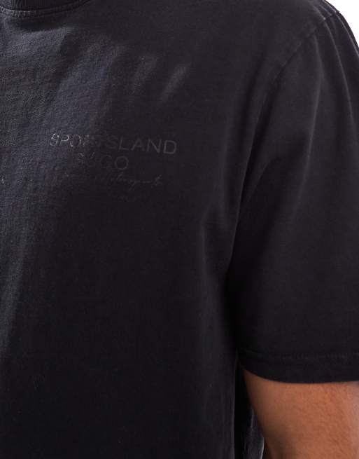Threadbare - T-shirt van 220gsm katoen met ronde hals en print op de rug in zwart, 3 van 4