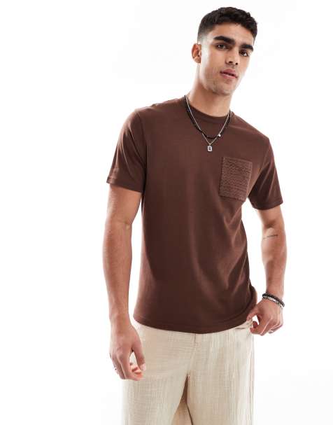 Threadbare t-shirt with pocket in light brown - view 1