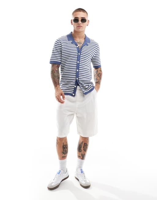 Threadbare – T-shirt z fakturowanej dzianiny w niebieskie paski