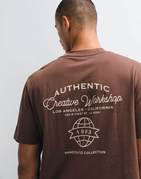 Threadbare T-shirt z nadrukiem na plecach, luźny krój, ciemnobrązowy - view 1