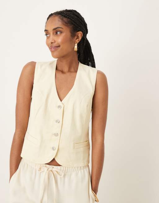 Threadbare Tailored denim waistcoat in yellow