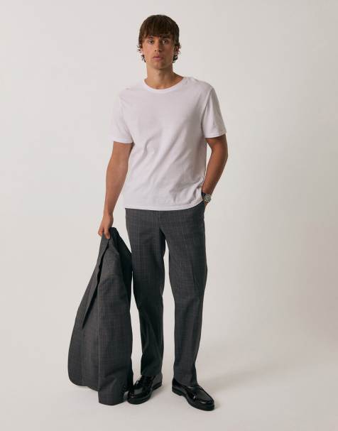 Threadbare Tailored fit check suit trousers in grey - view 1