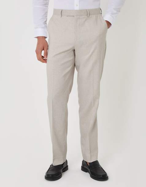 Threadbare Tailored fit lightweight suit trousers in stone - view 1