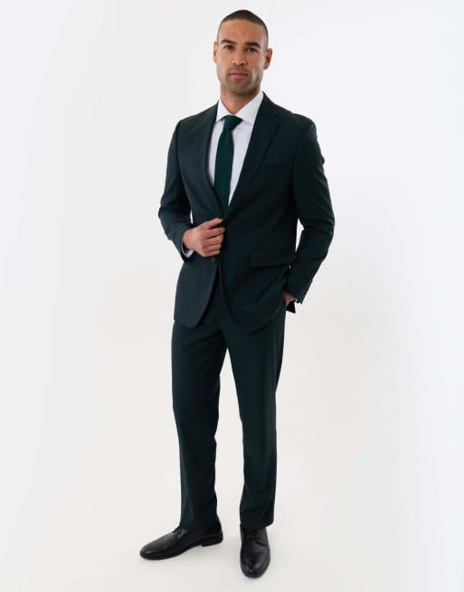 Threadbare Tailored fit single breasted blazer in dark green, 2 of 5