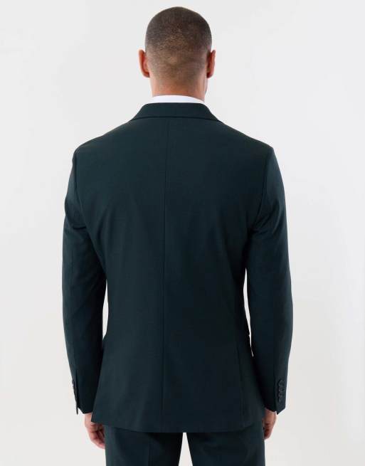 Threadbare Tailored fit single breasted blazer in dark green, 5 of 5