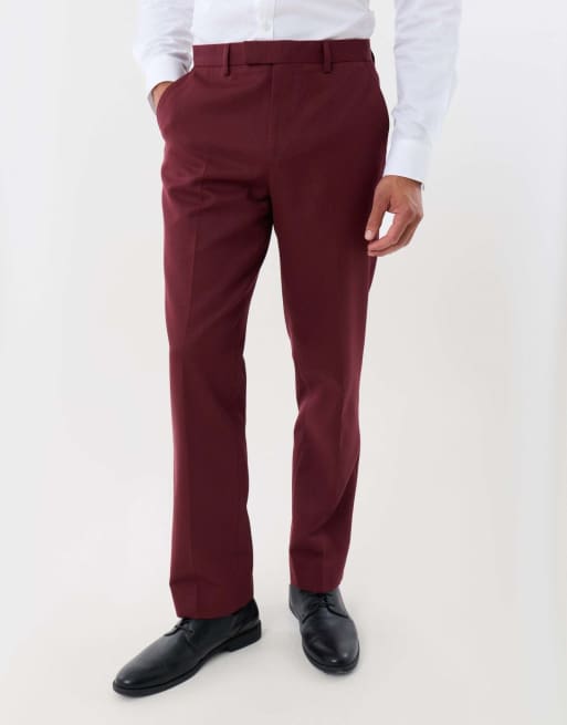 Threadbare Tailored fit suit trousers in burgundy, 4 of 5