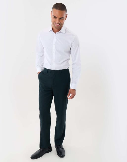 Threadbare Tailored fit suit trousers in dark green, 2 of 5