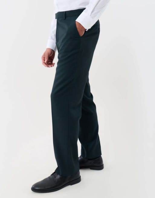 Threadbare Tailored fit suit trousers in dark green, 3 of 5