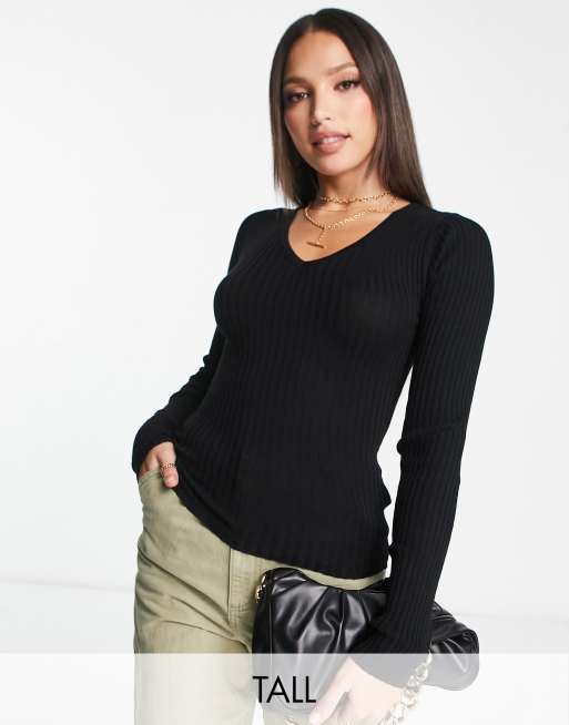 Threadbare Tall - Alex - Pull à col V - Noir