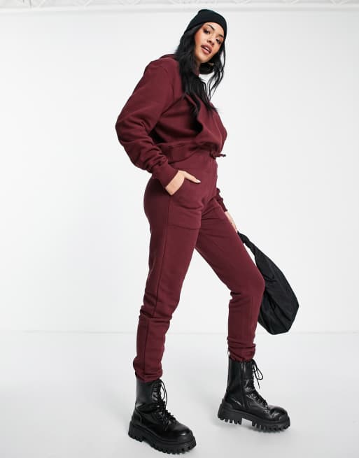 Threadbare Tall - Aloe - Cropped hættetrøje i dyb vinrød - Del af sæt, 3 af 4