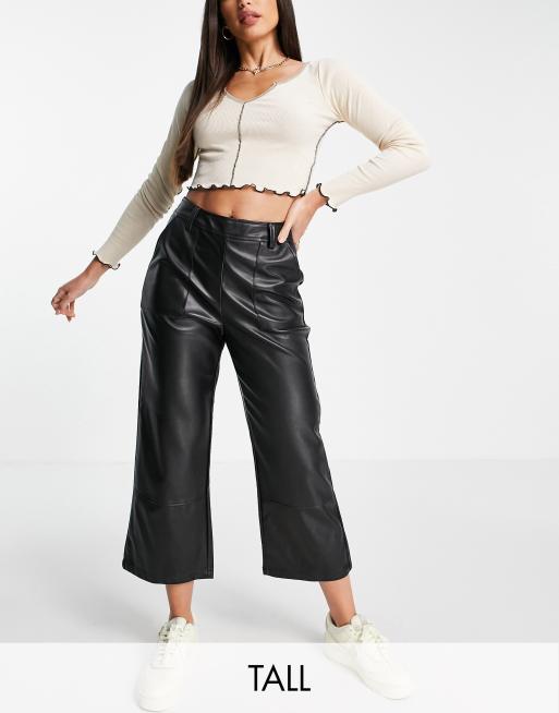 Threadbare Tall Ariel PU wide leg trousers in black | ASOS