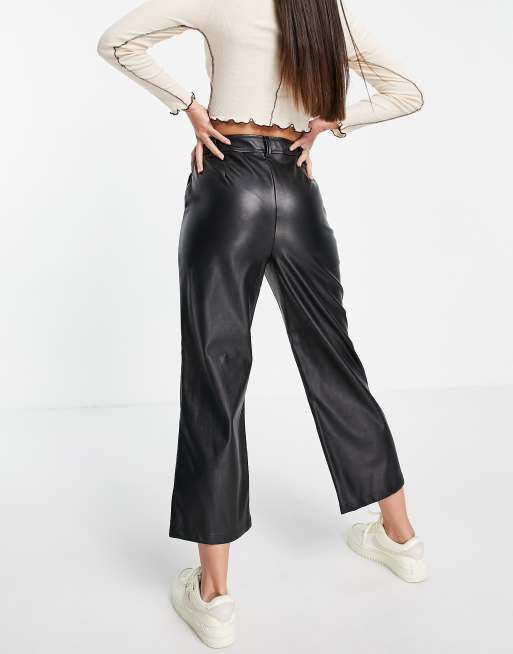 Threadbare Tall - Ariel - Sorte bukser med vidde i PU, 2 af 4