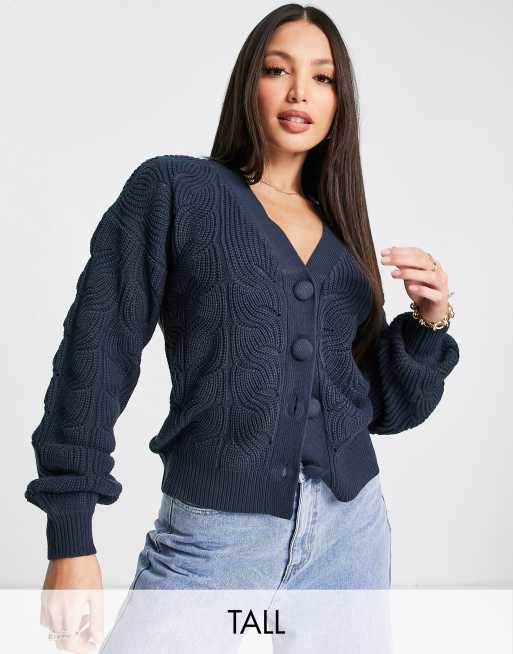 Threadbare Tall - Astrid - Vest met siersteken in diep marineblauw