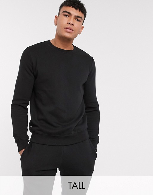 Threadbare Tall basic sweatshirt in black