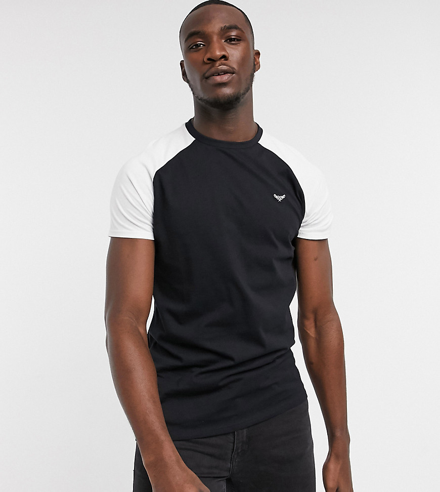 Threadbare Tall - Basic T-shirt met raglanmouw in zwart
