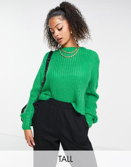 Threadbare Tall Bea cropped jumper in bright green