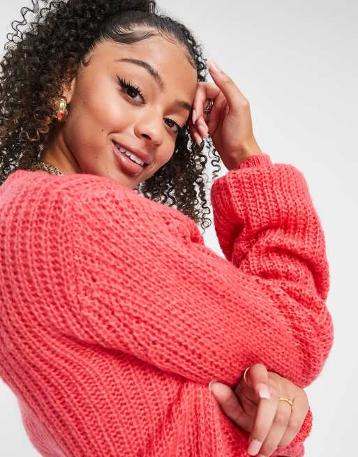 bright pink cropped jumper