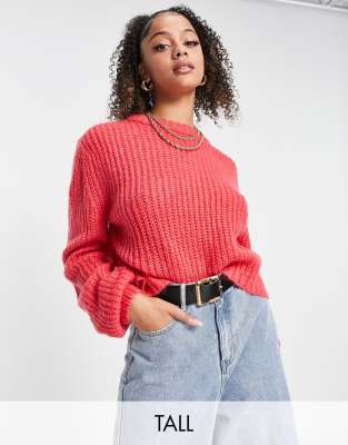 Threadbare Tall Bea cropped sweater in bright pink