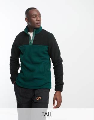 Threadbare Tall borg 1/4 zip pullover in teal - ASOS Price Checker