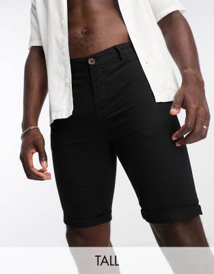 THREADBARE TALL CHINO SHORTS IN BLACK