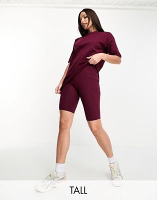 Threadbare Tall Chloe shorts and oversized t-shirt co-ord in deep red - ASOS Price Checker