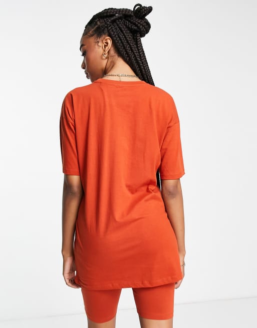 Threadbare Tall Chloe shorts and oversized T shirt set in deep orange