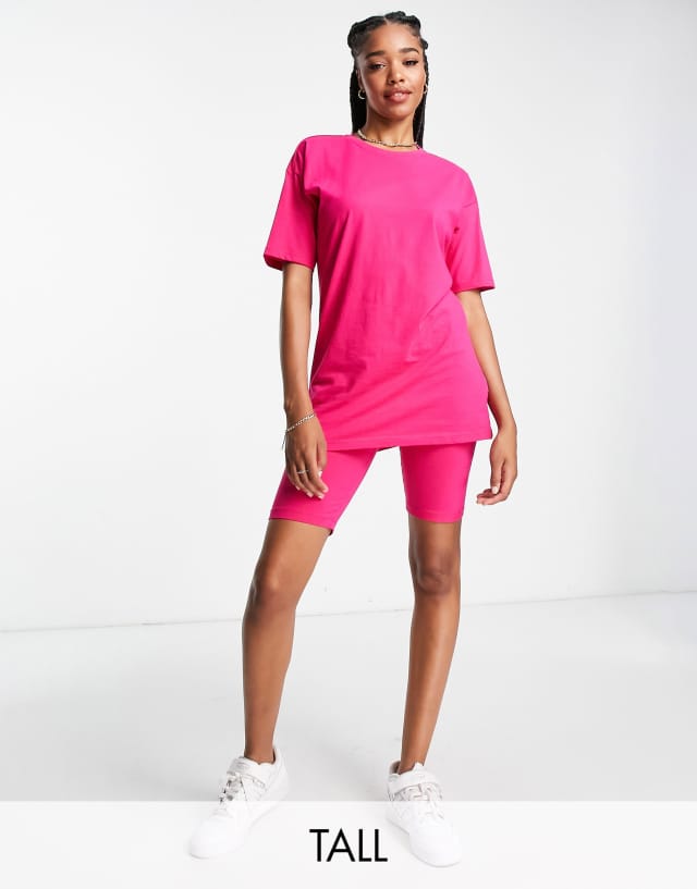 Threadbare Tall Chloe shorts and oversized T-shirt set in pink